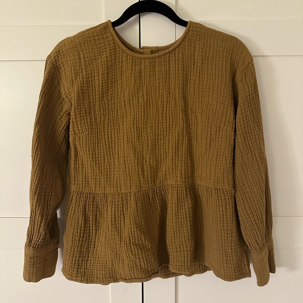 Madewell Textured Mustard Brown Blouse